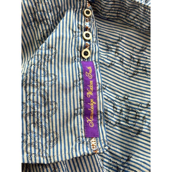 Robert Graham Button Down Shirt Blue Gray Striped Paisley Contrast Cuffs Size M - Picture 6 of 10